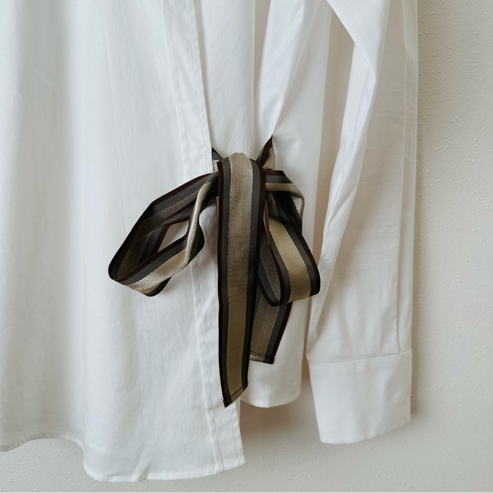 Marella sport long sleeve wrap poplin blouse shirt tie waist - Picture 8 of 11